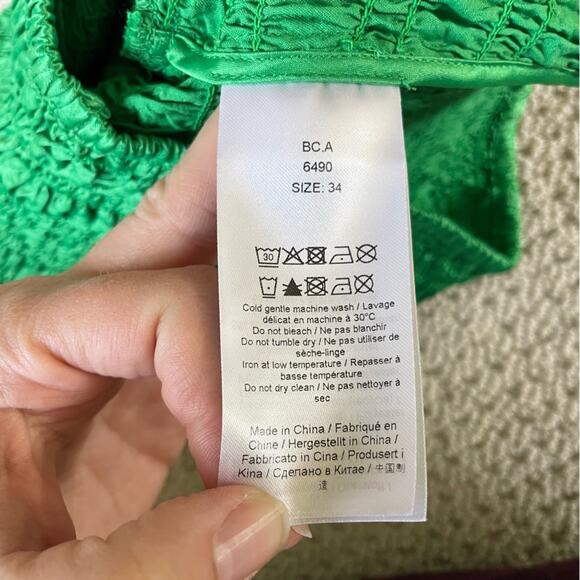 Ganni Smock Satin Crop Blouse Size XS - Picture 9 of 12